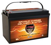 VMAX MR137-120 12V 120Ah AGM Deep Cycle Marine Battery for MotorGuide R3-45 Hand Control Transom Mount - 09MT- 45lbs Trolling Motor