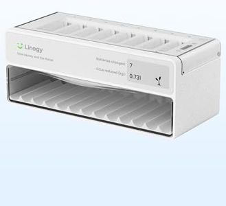 Linogy 8-Slot Battery Charger Only, for AA AAA Lithium NiMH NiCd, Auto-Drop Rechargeable Battery Station with E-Ink, Storage, 3h Fast Charging, Bad Batteries Detection