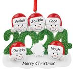 ALBK Personalised Christmas Bauble - Personalised Christmas Bauble Family of 5 Sonwmen Christmas Baubles for Christmas Tree, Personalised Xmas Tree Baubles with Name, Xmas Gifts for Mom Family Kids