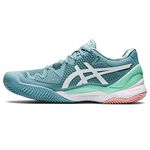 ASICS Women's Gel-Resolution 8 Clay Tennis Shoes, 9, Smoke Blue/White