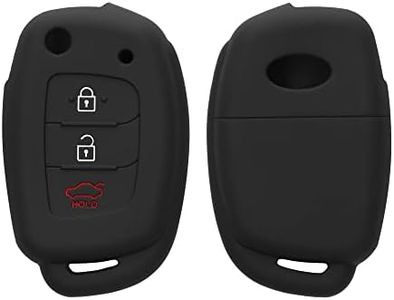 kwmobile Key Cover Compatible with Hyundai 3 Button Flip Key - Soft Silicone Car Key Fob Holder Protector Case - Black