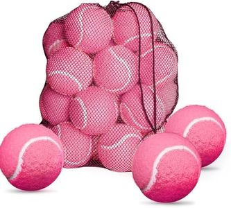 FINGER TEN Kids Tennis Balls for Dogs Youth Beginners Practice Durable Orange Low Compression Stage Pressureless Bulk Training Tool Playing with Pet (24 Pack-Pink)