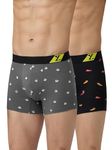 XYXX Men's Pure Cotton Regular Printed Trunk (Pack of 2) (XY_CR6_TRNK1_02_03_Vespa Grey+Surfer Black_L)