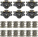 Antrader 6 Sets Furniture Hasp Latch Antique Style Lock Decorative Cabinet Jewelry Box Mini Clasp and 12 Butterfly Hinges Bronze Tone with Mounting Screws