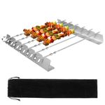 Tesmotor BBQ Skewers with Holder Stainless Steel Set, Kebab Skewers with 6 Barbecue Grill Skewers Holder for Meat Shrimp Chicken Vegetable