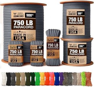 Three Vikings Paracord Rope - 100% Nylon 11 Strand Core - Type IV 750lb - Stronger than basic Paracord 550 cord - Made in USA - Available in Continuous Spools and Many Colors - Charcoal Grey - 1000 ft