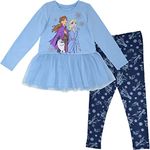 Disney Frozen Elsa Princess Anna Toddler Girls Peplum T-Shirt and Leggings Outfit Set Light Blue 4T