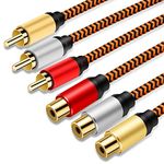 Audio Video RCA Cable,3RCA to 3RCA Composite AV Stereo RCA Extension Cable Compatible with Set-Top Box,Speaker,Amplifier,DVD Player,24K Gold Plated,Nylon Braid (6ft)