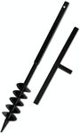 vidaXL Steel Ground Drill with Handle, 100mm Double Spiral Auger Bit for Planting and Aeration, Easy Store