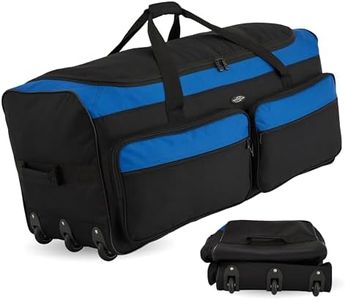 Travelers Club 3-Wheel Rolling Expandable Duffle Bag, Black/Blue, 36-Inch