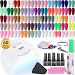 JODSONE 60 PCS Gel Nail Polish Kit with UV Light Base and Matte Glossy Top Coat Nail Gel Polish Soak off Manicure Accessory Tools Suitable for All Seasons