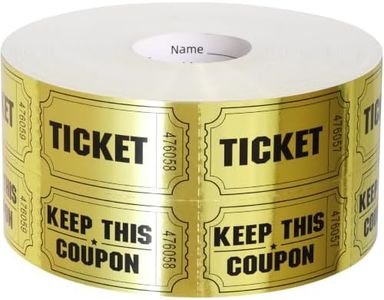 ceiba tree Raffle Tickets Golden Double Roll 1000Pcs Metallic Gold Foil Ticket for Events Carnivals Entry Class Reward Prizes Auction Drink Food Party Movie Watching