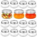 Yishik Mason Jars 4oz with Leak-proof Split-type Silver Lids,12 Pack Reusable Glass Canning Jar for Party & Wedding Favors,Fruits Storage or Homemade Gift