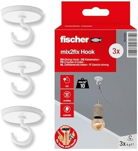 fischer Klebehaken im 3er Pack, selbstklebender Wandhaken in Weiß, praktische Aufhängung ohne Bohren, für Badezimmer und Küche geeignet, starker Klebehaken, hält bis zu 10 kg