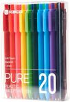 Kaco 20 Pieces Ballpoint Pens PURE, Black Ink Pens, 1.0 mm Medium Point, 20 Count Pack Pens for Journaling Note Taking