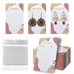 DEEPTAGS Jewellery Display Card with Transparent Plastic Bags for Bracelet, Earring, Jewelry, Necklace - Cream & White, 100 PCS