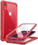 i-Blason Ares Case for iPhone XR 2018, Full-Body Rugged Clear Bumper Case with Built-in Screen Protector (Red)