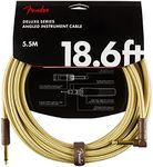 Fender Deluxe Series Instrument Cable, Guitar Cable, Guitar Accessories, Straight/Angle, Tweed, 18.6ft