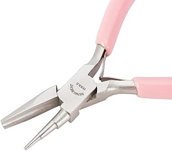 BENECREAT Pink 3-Step Wire Looping Pliers Concave Pliers from 1.5mm~5.5mm, Wire Bending Precision Pliers Coiling Forming Bending Tools for DIY Jewelry Making - 5 Inch