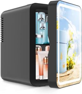 COOSEON Mini Fridge with Mirror, AC/DC Portable Thermoelectric Cooler and Warmer Refrigerators for Beauty, Skin Care, Makeup, Bedroom, Room, Car (6L-Black)