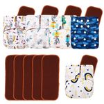 Baby Pure Needs Cloth Diaper for babies Size 0-3Y|Reusable,Washable & Leakproof Diaper|Super Absorbent & Adjustable free size diaper with dry feel layer|(Pack of 5 with 5 inserts)