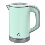 Small Electric Kettle 0.8L Mini Travel Tea Kettle Portable Hot Water kettle Stainless Steel Double Water Boiler Auto Shut-off Tea Heater for Camping, Travel, Office