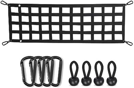 LuckyStraps Easy-to-use Tailgate Net for Full Size Truck,60'' x 18'' Heavy Duty Cargo Netting with Excellent UV Protection,Fit Trucks from Chevrolet,Ford,Toyota,GMC,Dodge RAM,Jeep(Black) TGN-02