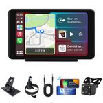 Plimpton 2026 Carplay for Android Auto Screen for Car, 7'' Touch Screen Wireless Car Play Driveplay Multimedia Player with Backup Rear Camera, Voice Control, FM, Mirror Link