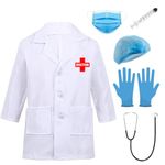 Rudra Fancy Dress Doctor coat for kids | Nurse costumes for kids fancy dress costumes for boys & girls (C - Doctor Coat + 5 Accessories, 4-5 Years)