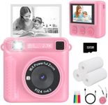 JPVERLY Instant Print Camera for Kids - HD Video, 32GB SD Card, Portable Toy for Girls & Boys Age 3-12, Christmas Birthday Gifts (Pink)