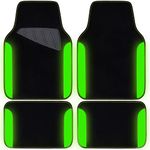 CAR PASS Fluorescent Leather & Waterproof Car Carpet Floor Mats, Universal Car Mats Fit for SUV,Vans,sedans, Trucks,Set of 4pcs Car Carpet with Anti-Slip nibbs Driver Heel Pad (Black Green Lime)