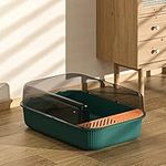 ZOOBERS Retro-Style Large Cat Litter Box with Anti-Splash High Sides, Detachable Design, Odor Control, and Scoop Included (50x34x18 cm Or 20x14x7 inch, Green)