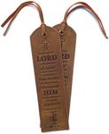 Leather Bible Bookmarks - 2 Leather Christian Bookmarks with Inspirational Bible Verse | Proverbs 3, 5-6 Trust in The Lord | Perfect Religious Book Marker Gifts for Men, Women, Readers and Friends