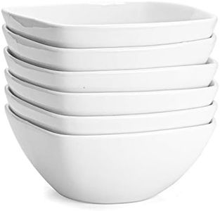 Foraineam Porcelain Square Cereal Bowls 20 Ounces Soup Pasta White Serving Bowl for Dinner, Dessert, Salad, Fruit, Small Side Dishes, Set of 6