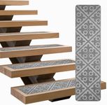 LINCONSON 15 Pack Anti Slip Carpet Stair Tread | 8” x 30” | Removable and Washable Runners for Stairs with Adhesive Free Rubber Backing