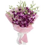 FloraZone (Carnival Joy) Fresh Bouquet of 9 Purple Orchids, Same Day Flowers Delivery