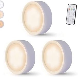 Wireless Under Cabinet Lighting Battery Operated,LED Puck Lights with Remote Control,3 Color Dimmable Timing Function Push Lights Ideal for Kitchen Cabinets, Bedrooms, Closets, Garage and More 3 Pack