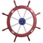 Atlantic Blue Anchor Nautical Antique Rusted Iron Bolted Accent Ship Wheel | Maritime Decor | Nagina International (42 Inches)