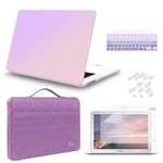 iCasso for MacBook Air 15 inch Case 2024 2023 Release M3 A3114 M2 A2941, Hard Shell Case & Carrying Laptop Sleeve Bag & Screen Protector & Keyboard Cover for Mac Air 15.3'', Gradient Purple