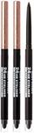 Ruby Kisses Waterproof Eyeliner, 24HR Waterproof Long-Lasting Mechanical Eyeliner Pencil with Built-in Sharpener, Smudgeproof 3 Pack (Black Brown)