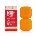 Koji White Pure Kojic Acid Skin Brightening Soap, Even Tone Cleansing Face and Body Bar for Glowing Skin, Moisturizing, Sun Damage Skin with Tea Tree, Coconut Oil, Vegan, Paraben-Free, 80g (2 Bars)