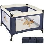 TecTake Portable Child Baby Infant Playpen Travel Cot Bed Crawl Play Area New (Blue | No. 402205)