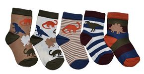 5 pairs of Dinosaur designs boys socks