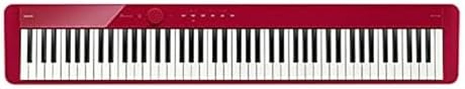 Casio Privia PX-S1100 Portable Digital Piano with 88 Weighted Keys, 18 Tones, Touch Sensor Controls, Sustain Pedal, Bluetooth, USB, AC Adapter, 16W Speaker System, Gloss Red Finish (PX-S1100RD)