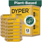 DYPER - 99% Water Based Baby Wipes 100% Made from Plant-Based* & Skin-Friendly Ingredients for Sensitive Skin, Fragrance & Plastic-Free - Unscented, Pack of 12 (720 Count)