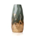 TERESA'S COLLECTIONS Vase for Flowers, Modern Green Gold Ceramic Vase for Gifts, Pottery Geometric Decorative Vases for Living Room, Home Decor, Mantel, Table, 23cm