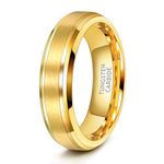 6mm Gold Tungsten Ring for Men Women Wedding Band Matte Brush Finish Comfort Fit 8