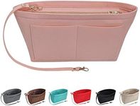 Soyizom Purse Organizer Insert Felt Purse Insert Bag Organizers Multi Pockets Tote Bag in Bag for Women,Pink-L