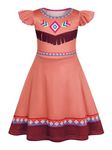 Berich Indian Dress for girls World Book Day Costumes for Girls Halloween Outfits Princess Dressing up Indian Dress up Kids American Indian Fancy Dress Indian Costume Kids 7-8 Years(Brown,140)