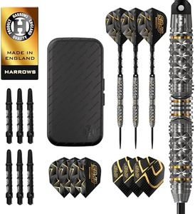 Harrows Opus Darts Set I Professional Darts 90% Tungsten Steel Tip ALL Weights Pro Darts I Huge 16pc Set with Carbon ST Shafts, Opus Flights & FREE Slimcase Darts Case (23g)